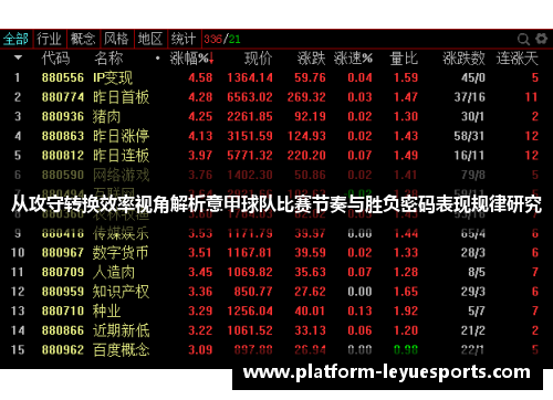 从攻守转换效率视角解析意甲球队比赛节奏与胜负密码表现规律研究